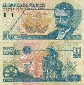 Banco de Mexico $ 10 Pesos Emiliano Zapata Dec 10, 1992 Serie H1623086 
