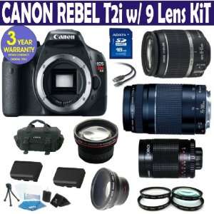 Canon Rebel T2i (EOS 550D/KISS X4) 9 Lens Deluxe Kit with EF S 18 55mm 