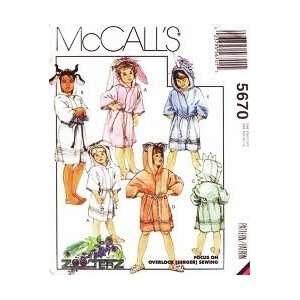 McCalls Pattern 5670 Zooterz Kids / Children Robes   Rabbit, Bull 