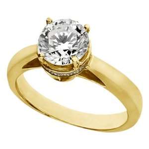  Pave Diamond Engagement Ring for Larger Round Diamond 14k 