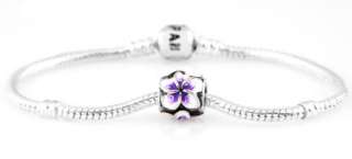 AUTHENTIC ZABLE STERLING SILVER 925 PURPLE ENAMEL PLUMERIA BEAD  