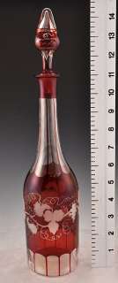 Bohemian Ruby Flash Red Cut Glass Decanter/Wine Bottle  