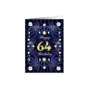  64th Birthday card, Diamonds and Jewels effect Card Toys 