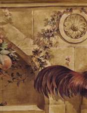 VICTORIAN 13 1/2 ROOSTER GOLD Wallpaper bordeR Wall  