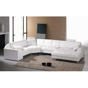  Monaco White Leather Sectional Sofa 2236: Home & Kitchen