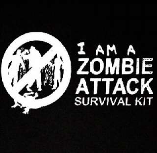 am a ZOMBIE ATTACK SURVIVAL KIT dead funny SHIRT YL  