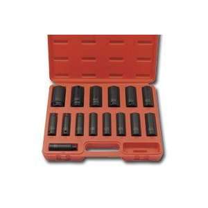  15 Piece 1/2 Dr. Deep SAE 12 Point Impact Socket Set 