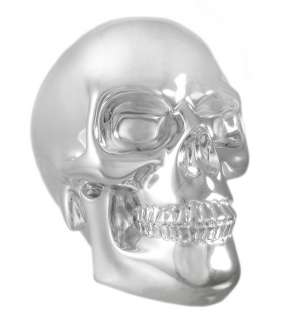 Chrome Plated Human Skull Statue Figure  