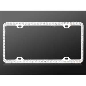  2 Rows embedded CLEAR CRYSTAL License Plate Frame & 4 Anti 