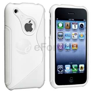 White S Shape TPU Skin Rubber Soft Gel Case+Privacy Protector For 