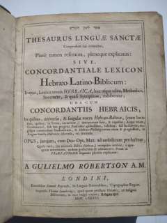 HEBREW LATIN ENGLISH BIBLE 1686 LONDON BOOK LEXICON  