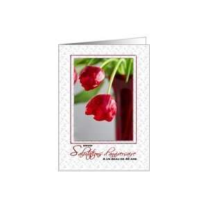   Anniversaire  Happy Birthday 40 Year Old French Language Tulips Card