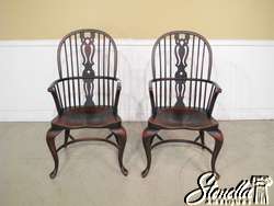 18411: Set 8 Windsor Oak Dining Room Chairs Black Rub Finish  