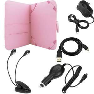  GTMax Pink Wallet Leather PU Case + Car Charger + Home 