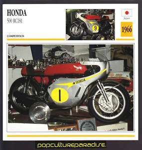 1966 HONDA RC181 Motorcycle ATLAS PHOTO SPEC INFO CARD  