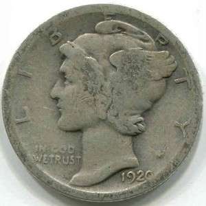 1920 ★★★ MERCURY/WINGED LIBERTY DIME VG/G AS SHOWN IN PICTURES 