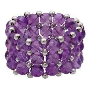  3 Row Purple Amethyst and Sterling Silver Bead Designer 