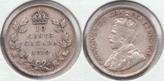 1919 10c Silver Canadian Dime ~ #4  