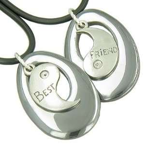 Lucky Best Friends Ying Yang Hematite Gems Friendship Necklaces  