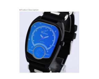   Fashion Wirst Watch With Compass Blue Face Japan Quartz Movt Rubber