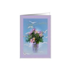  91st Birthday Card with Flowers, Gulls, and Terns Card 