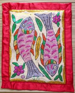 HAITIAN TWO FISH & SNAKE VOODOO OR VODOU FLAG 30 HIGH BY 24 WIDE BY 