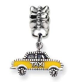 Sterling Silver Taxi Yellow Cab Bead Charm for Bracelet  