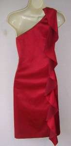   Scarlet Red Stretch Satin Holiday Cocktail Party Club Dress 14  