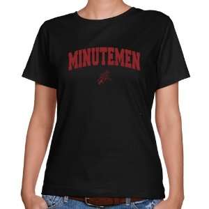  NCAA UMass Minutemen Ladies Black Logo Arch Classic Fit T 