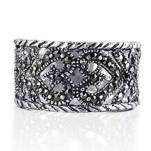 Sterling Silver Marcasite Ring in Heart Design   Womens Fashion Right 