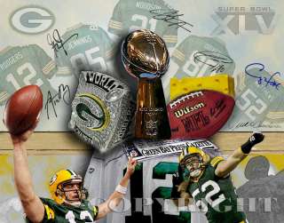 GREENBAY PACKERS 2010 SUPERBOWL CHAMPIONS PRINT, AARON RODGERS, CLAY 