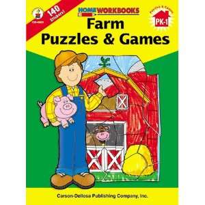   CARSON DELLOSA FARM PUZZLES & GAMES HOME WORKBOOK 