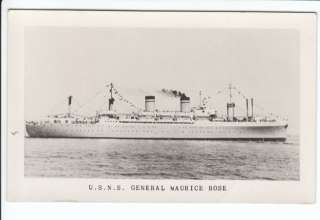   General Maurice Rose US Navy Boat Ship Old Postcard Transport Military