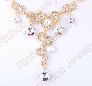 2298 1 clear gold plated costume jewelry 1SET  