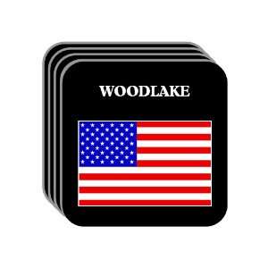 US Flag   Woodlake, California (CA) Set of 4 Mini Mousepad Coasters