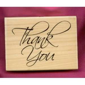   Thank You Rubber Stamp on 3 X 4 ¼ Wood Block Arts, Crafts & Sewing