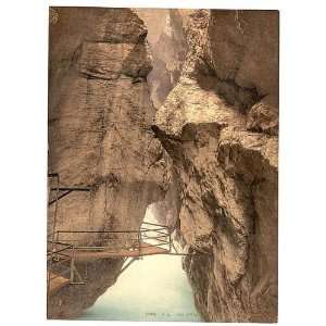 Photochrom Reprint of Gorge of the Aare River, near Meiringen, Bernese 