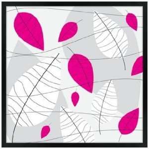    Square Black, Pink and White Leaves Giclee Wall Art: Home & Kitchen