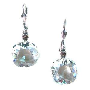 Catherine Popesco Sterling Silver Plated Dangle Earrings with Ice Blue 