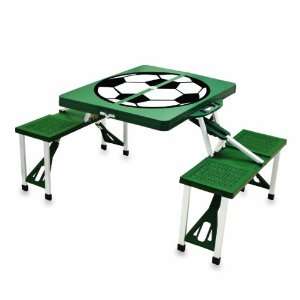  Picnic Time Green with Soccer Design Portable Folding Table 