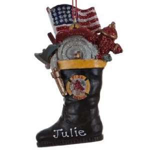  Personalized Fireman Boot Christmas Ornament: Home 