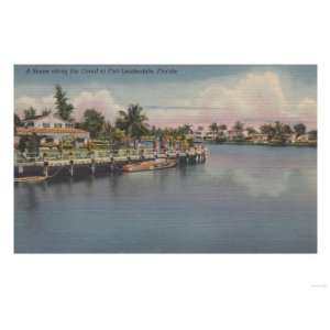  Ft. Lauderdale, Florida   Canal Scene Premium Poster Print 