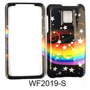 PHONE COVER FOR LG G2X / OPTIMUS 2X TRANS STARS AND RAINBOW ON BLACK