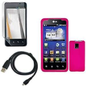 iNcido Brand LG G2x/Optimus 2x Combo Rubber Hot Pink Protective Case 