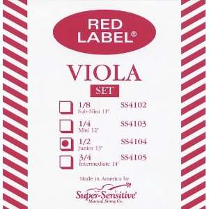  Super Sensitive Red Label 4104 Viola String Set, Junior 