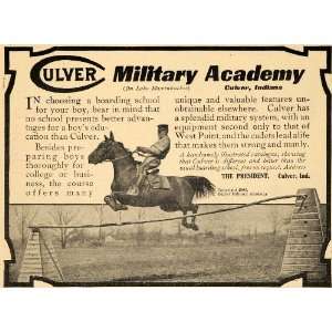  1909 Ad Culver Military Academy Boarding School Horse 