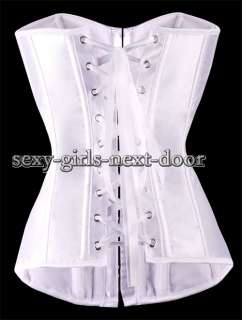 White Punk Bridal CORSET Black Floral Lace Bustier New XL A2645_white 