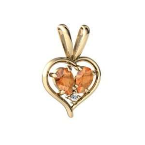    14K Yellow Gold Pear Fire Opal Sweethearts Pendant: Jewelry