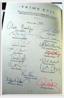   , Clive Barker PRIME EVIL Signed Limited Edition #289/1000 VF  