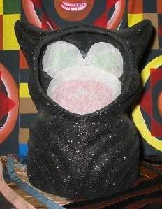 Bethany Lowe Glittered Black Cat on Fence Paper Mache  